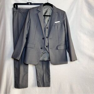Boys Grey Suit 3 Piece Set, Size 16